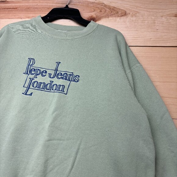 Vintage Pepe Jeans London Sweatshirt M/L Green Crewneck Pullover USA Made - Picture 2 of 13